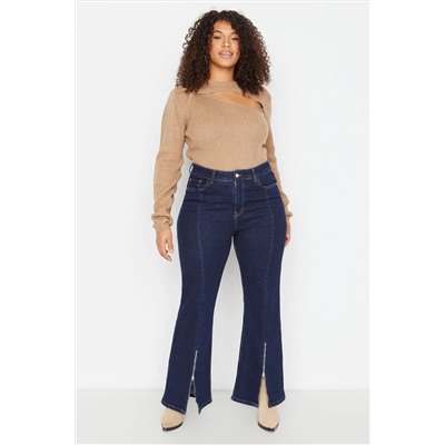 Синяя высокая талия Totes Totes Zipper Flare Jeans TBBAW23CJ00041
