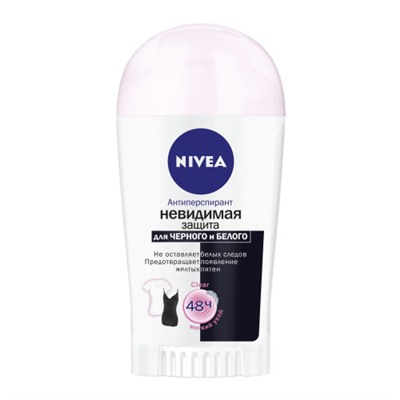 Антиперспирант женский Nivea (Нивея) стик Невидимая защита для черного и белого, 40 мл