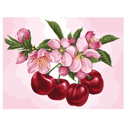 Картина по номерам на картоне ТРИ СОВЫ "Вишни", 30*40, с акриловыми красками и кистями