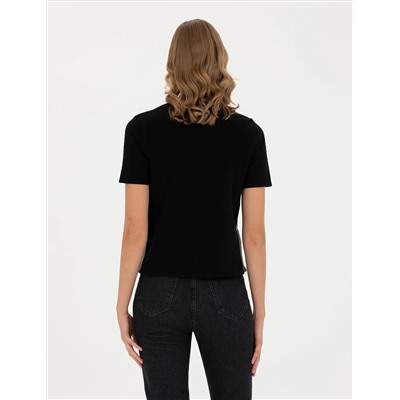 Black Slim Fit Bike Yaka T -For