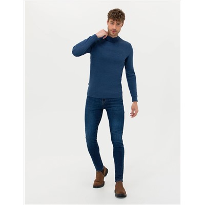 Indigo Melanj Slim Fit Half Fisherman воротник Основной вязаный свитер