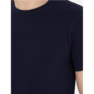 Темно -синий Slim Fit Basic T -For