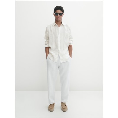 Camisa rayas 100% lino regular fit