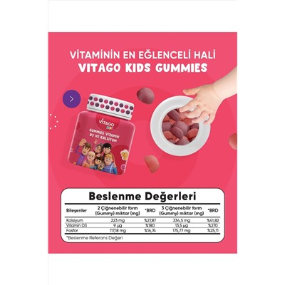 Vitago 2 упаковки Vitago Kids Gummies Витамин C+D3 Кальций
