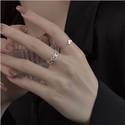 KL527-02 Парные кольца Сердце, цвет серебряный