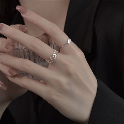 KL527-02 Парные кольца Сердце, цвет серебряный