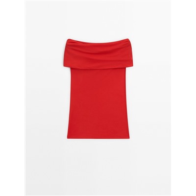Knit top with draped detail