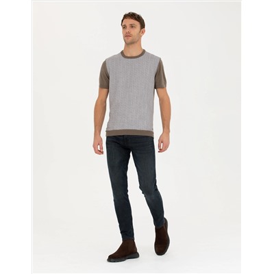 Vizon Melanj Slim Fit Bicycle Yaka Triko T -For