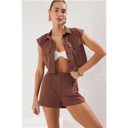 Brown Flam Cotton Rish Short Beach Team TBESS25AU00055