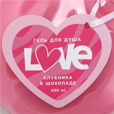 Гель для душа Love, 430 мл, аромат клубники в шоколаде, Чистое счастье