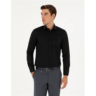 Black Slim Fit рубашка с длинным рукавом Amelor