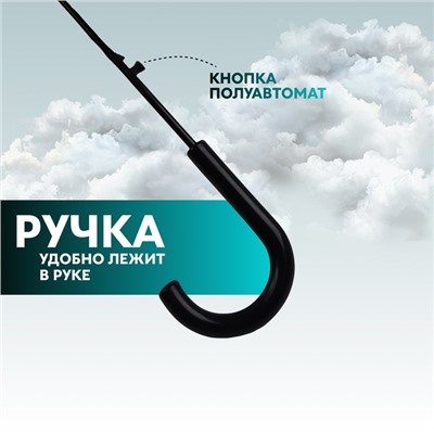 Зонт - трость полуавтоматический «Город», 8 спиц, R=39/58 см, D = 78 см, прозрачный, чёрный