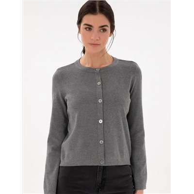 Серый меландж Slim Fit Triko Cardigan