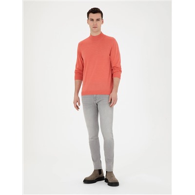 Лосось Slim Fit Half Fisherman Wool Sipe Смешанный базовый вязаный свитер