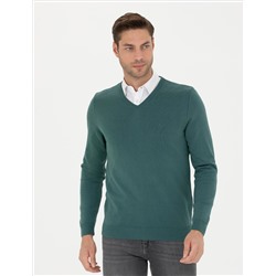 Green Slim Fit v Yaka Basic Knitwear Kazakh