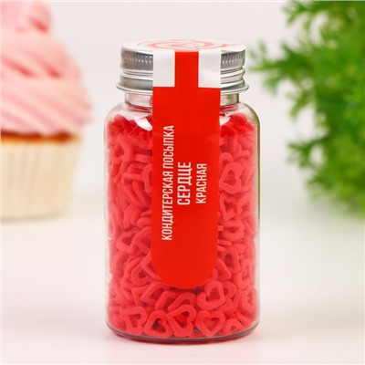 Кондитерская посыпка «Сердце» красная, 50 г