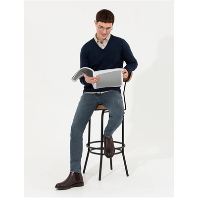 Всемгорный свитер с синим синим Slim Fit v Neat