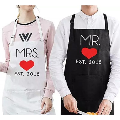 Парные фартуки на годовщину свадьбы "Mr/ Mrs" ваш год свадьбы
