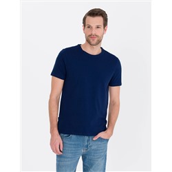 Темно -синий Slim Fit Basic T -For