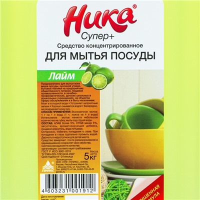 Средство для мытья посуды "Ника-Супер Плюс", концентрированное, канистра, 5 кг