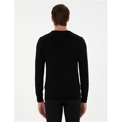 Black Slim Fit Bike Yaka Knitwear свитер