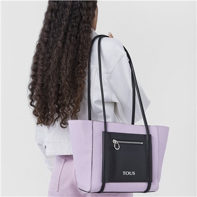 Bolso shopper Tous Empire - 100% cuero - lila y negro