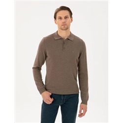 Vizon Melanj Slim Fit Polo yaka Основной вязаный свитер