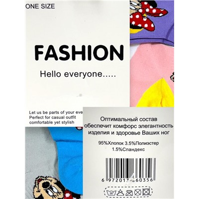 Носки женские короткие FASHION хлопок 5 пар 36-41 Арт 15