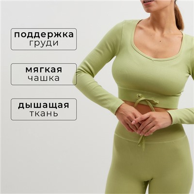 Топ с длинным рукавом MINAKU: SPORTLY; цвет зелёный р-р M