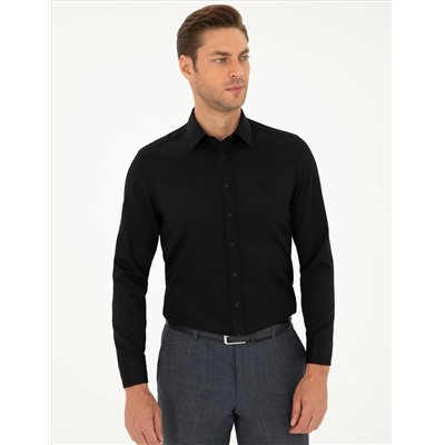 Black Slim Fit рубашка с длинным рукавом Amelor