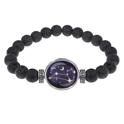 BSL-0316 Браслет из лавы 8мм Знаки Зодиака - Лев