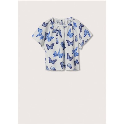 Blusa lino mariposas -  Niña | MANGO OUTLET España