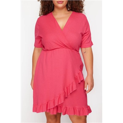 Флас Pink Cruve с вязаным платьем Cruve Volan Мини -вязаное платье TBBSS24AH00037