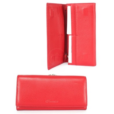 Кошелек женский натуральная кожа Cossroll-2202A-0217-1,  защелка снаружи,  6отд,  8карм,  красный 254842