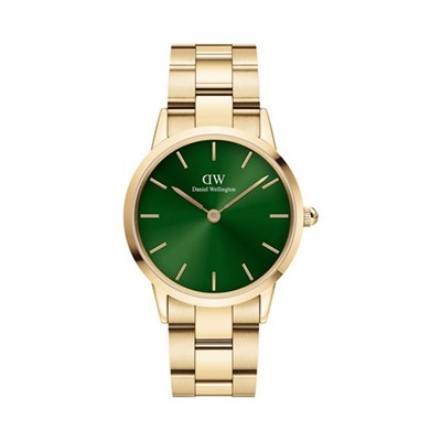 Reloj de cuarzo de acero y chapado en oro amarillo Iconic Link Emerald
