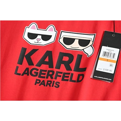 Повседневная футболка с мультяшным рисунком и круглым вырезом  KARL LAGERFEL*D ОРИГИНАЛ!
