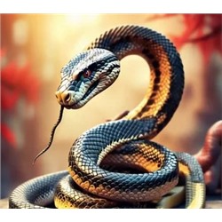 Алмазная мозаика/ подрамник/ полная выкладка/ круглые стразы/ 20х30 см/ арт.ZSH00001 ЗМЕЯ