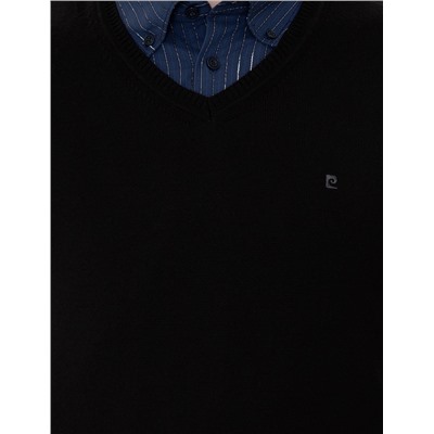 Black Slim Fit v -neck Основной вязаный свитер